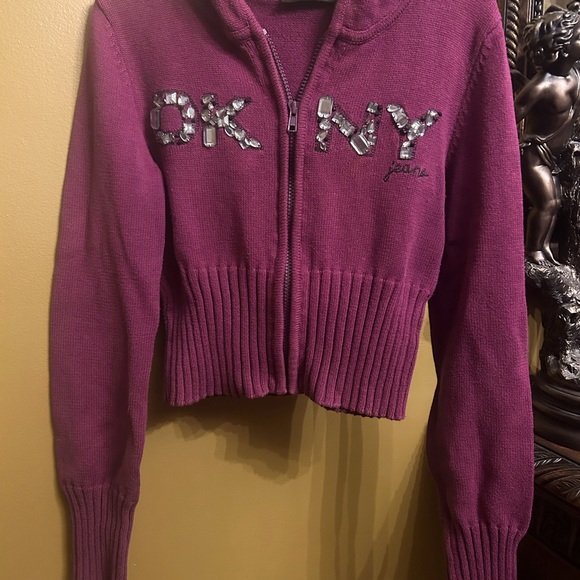 DKNY Hooded Zip-Up Sweater - Picture 4 of 5